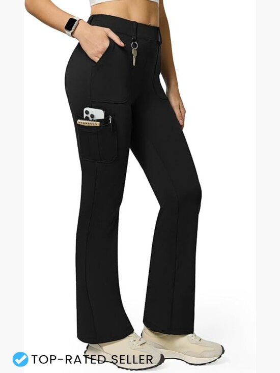 Pants - Stretch Cargo Pants High Waist Bootcut Flare Leggings Yoga Work Business Casual